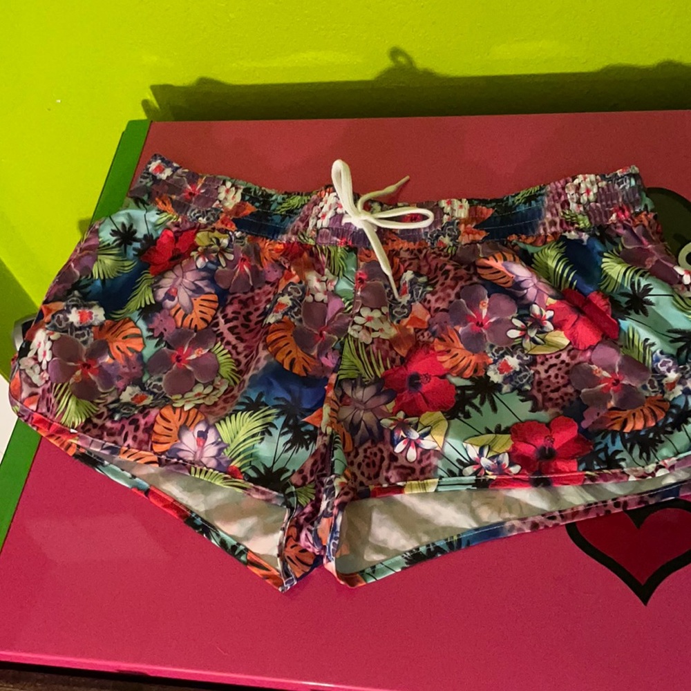 OP floral front tie Board Shorts Bathing suit shorts